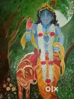 Handmade krishna ji oil painting for wall decoration.