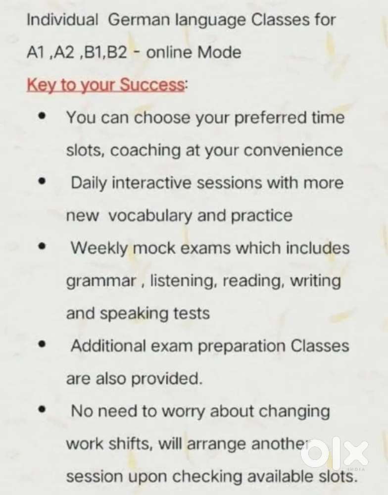 German language individual training ( 30% discount fee)