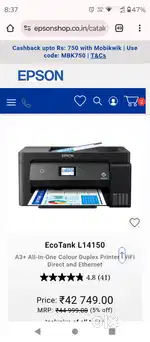 Epson L14150 just 5 months old. In warranty