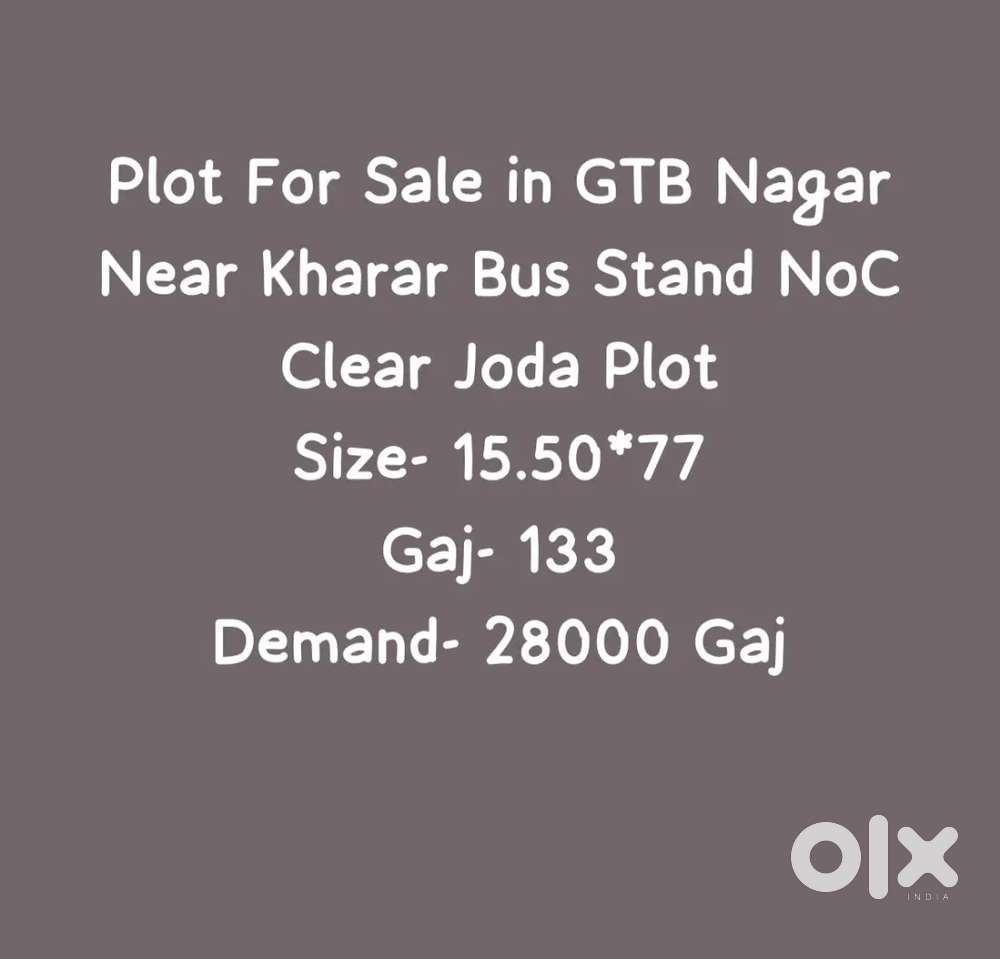 133 Gaj Plot For Sale in GTB Nagar Near By Kharar Bus Stand