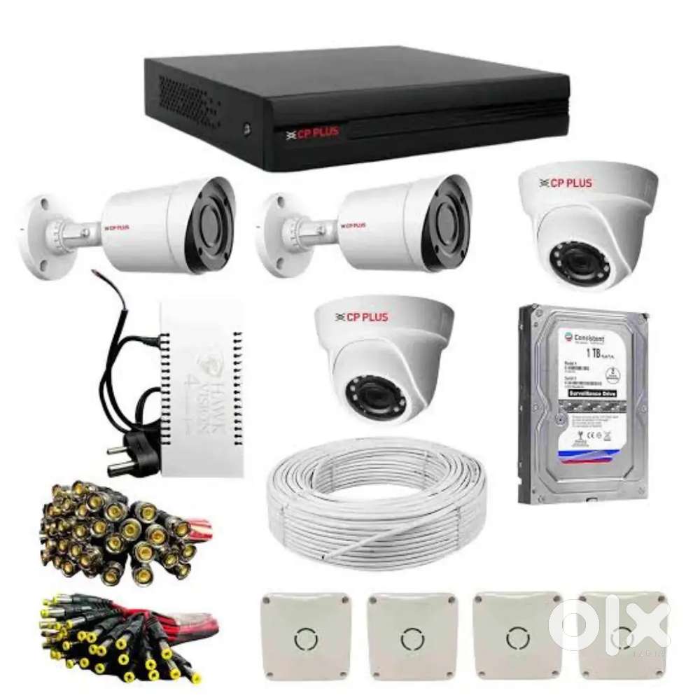 CCTV CAMERA FULL HD NIGHT VISION 4 CAMERA SETUP WITH ALL ASSOCCERIES