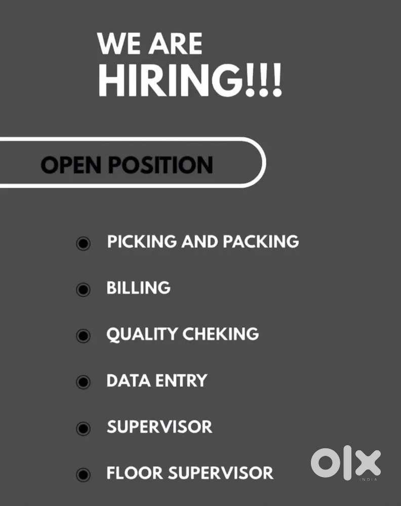 WE ARE HIRING FRESHER AND EXPERIENCE FOR WAREHOUSE