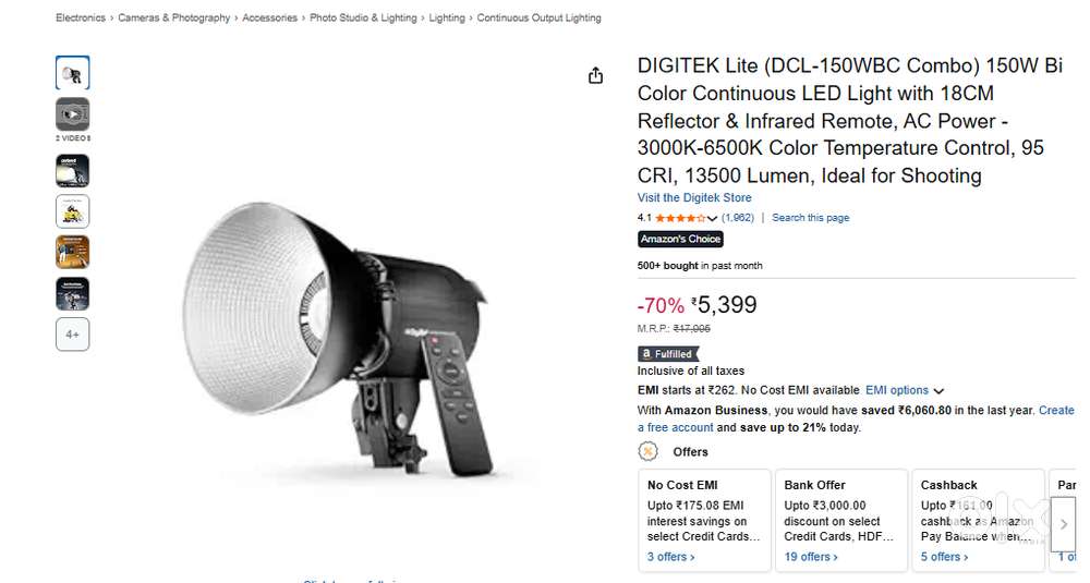 DIGITEK 150-WBC - 4,199- youtube creator light - untouched condition