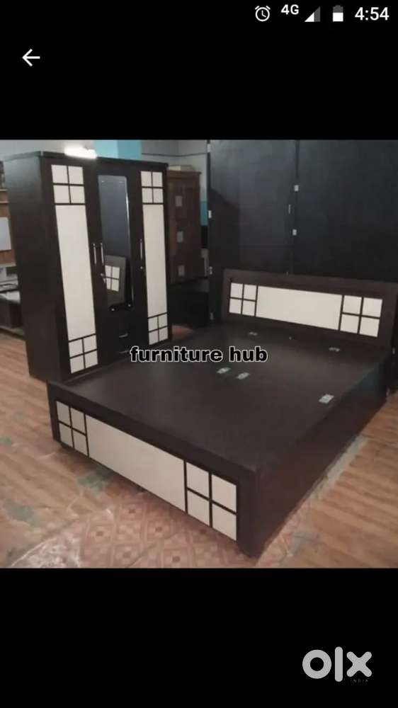 3 door wardrobe with 6*5 double bed combo