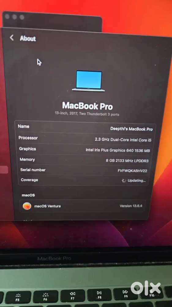 Macbook pro 13 inch, 2017, 8gb +128 GB