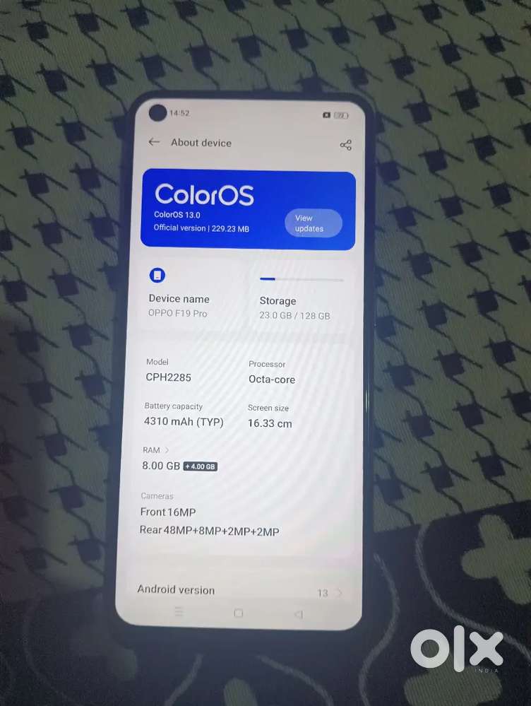 Oppo f19 pro 8+4 128