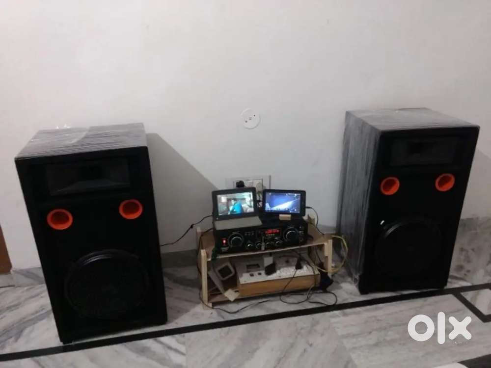 Mini dj speaker pair with amp (bt,pendrive, aux,mic,fm)
