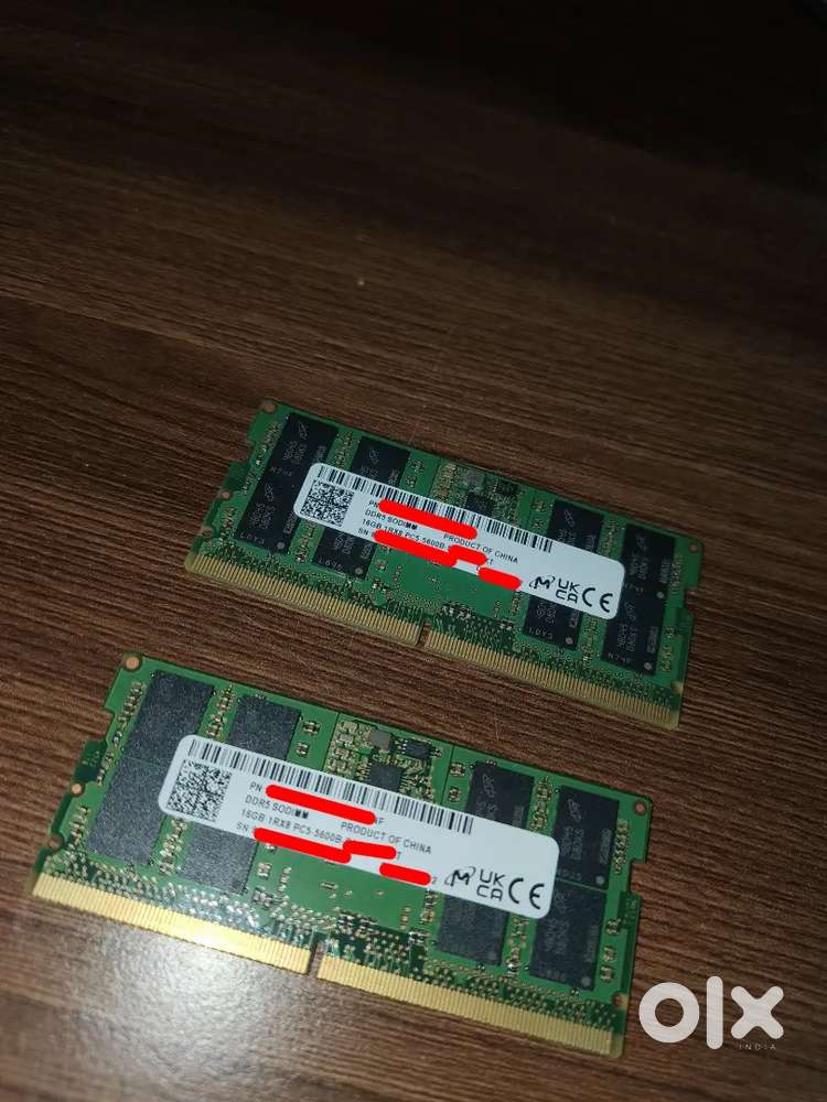 2x 16 GB 5600 Mhz DDR5 Micron SODIMM Laptop RAM