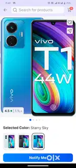 Vivo t1 44 w one hand use phone