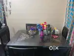 6 seater dining table set with top toughen glss