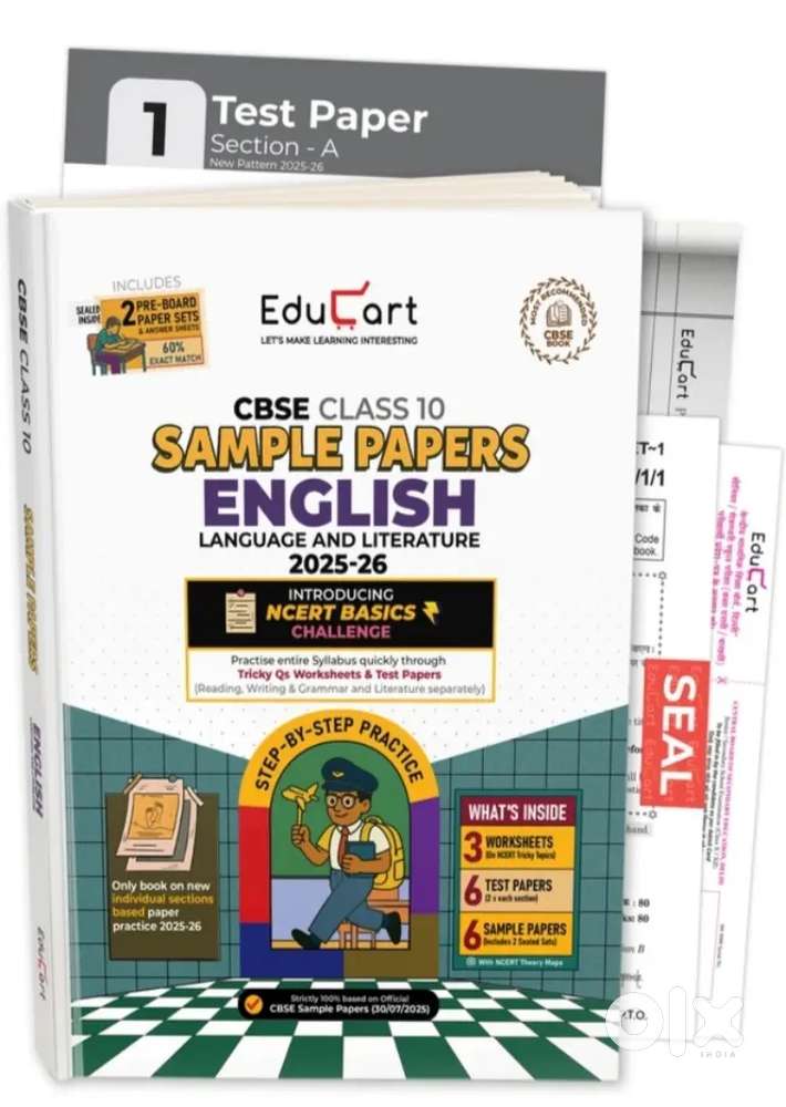 Educart latest 2025-2026 sample paper 10th english lang and lit