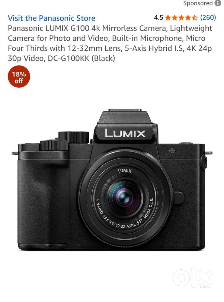 Panasonic Lumix DC G100 mirrorless Camera and 45-150mm Lens