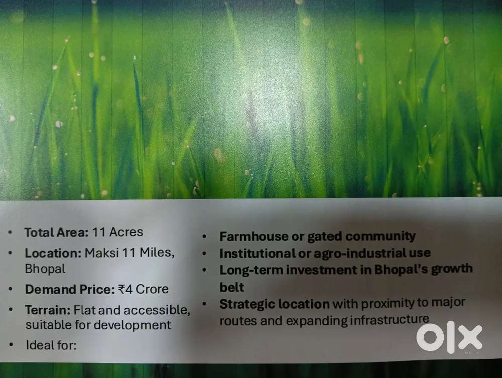 11 Acres Agriculture land for sale in Bhopal @ 39 Lakhs per Acre