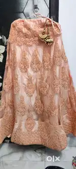 Pearls work heavy lehnga choli with beautiful dupatta