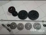 Bar, dumbbell and weights