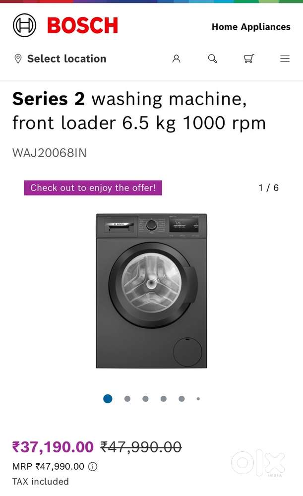 Brand New Packed Condition- BOSCH 6.5 Kgs Front Load