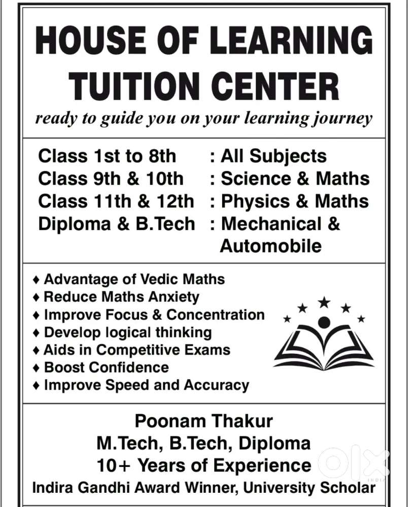 House of learning tuition classes by Er. poonam Thakur