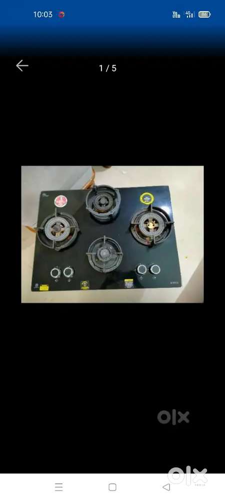 Elica 4 burners HOB, show room condition with warranty & Bill