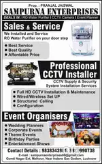 Need a technician for RO Aquaguard & cctv installation & many more