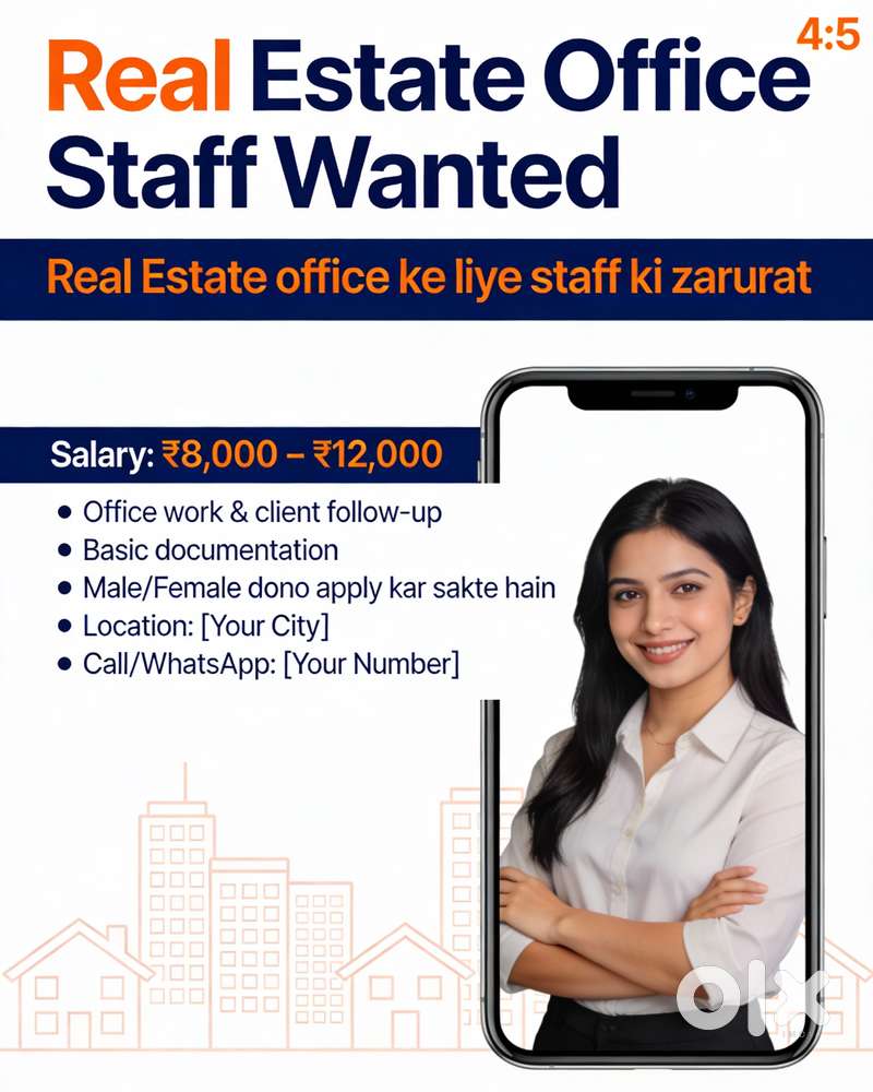 Real Estate Office ke liye Staff ki zarurat