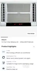 Hitachi 1.5 ton 5 star window AC with remote  double blower