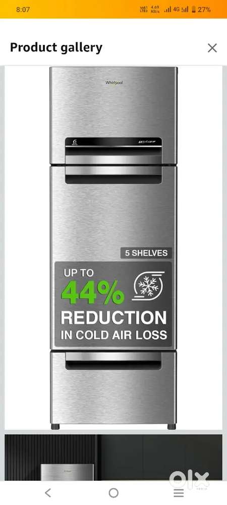 Whirlpool fridge 1 year old, good condition, with invoice
