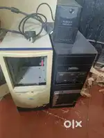 Old Desktop Computer Bundle CRT Monitor + 2 CPUs + UPS (All Together)