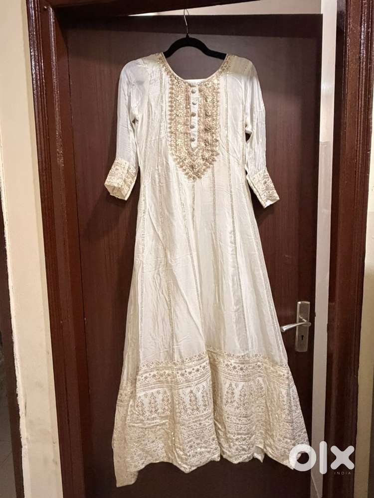 Beautiful white sequined part wear gown