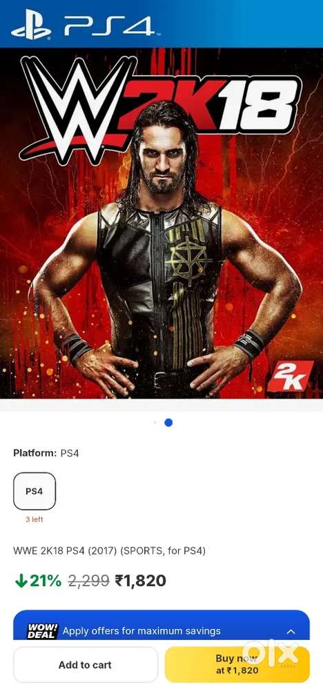 PS4 Game CD – WWE 2K18