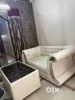 6 seater Sofa Set leather white 3+2+2 seater with 2 center tables