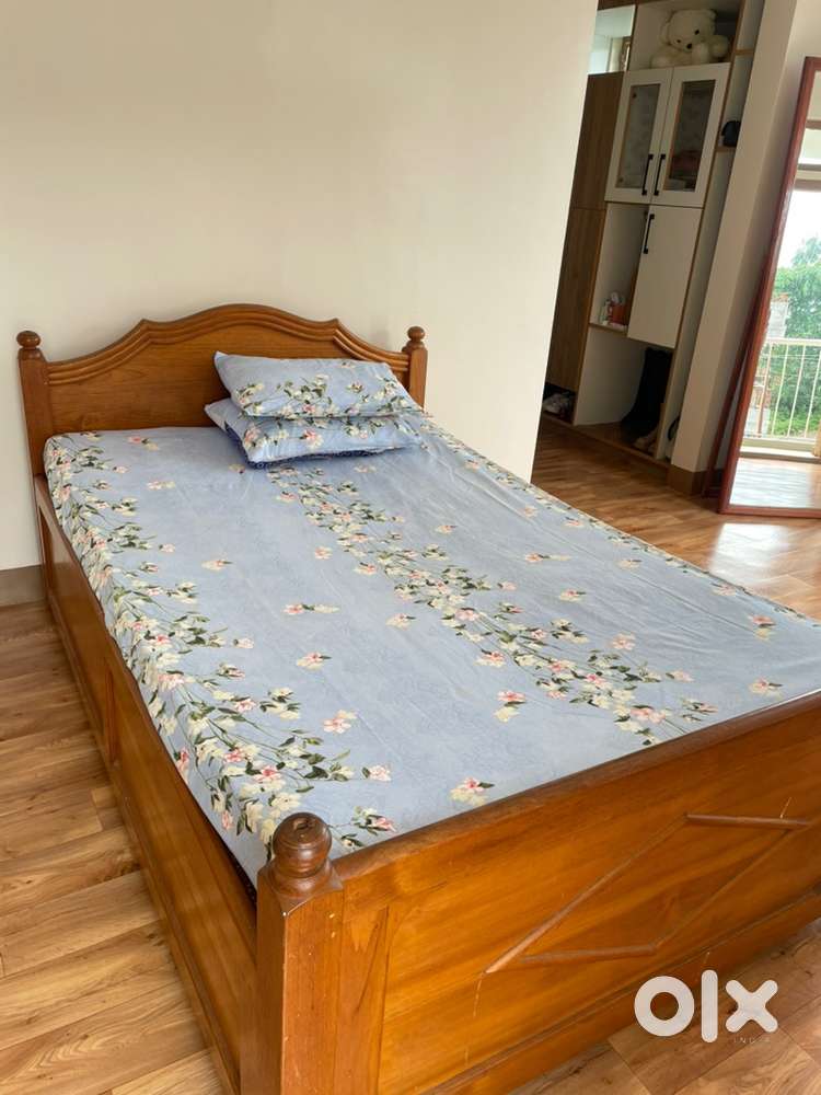 Solid Teak Wood Bed with Storage  – For Sale(PRICE IS negotiable)