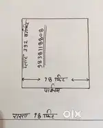 कालोनी में 385 वर्ग फ़ीट प्लाट है पश्चिम तरफ़ 18 फ़ीट रास्ता है