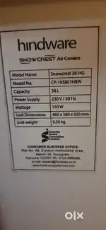 Hindware made cooler only 1 yr old