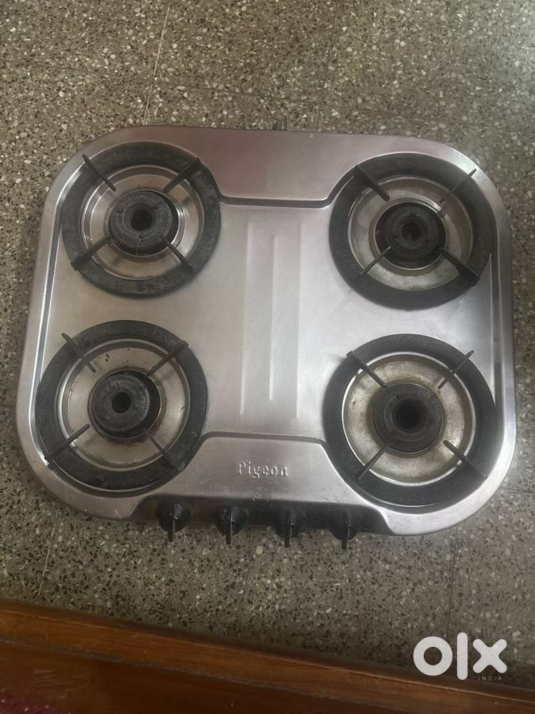 Pigeon 4 Burner Gas Stove - Steel Top, High Efficiency, Good Condition