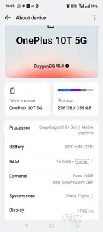 OnePlus 10T 256GB/16GB Black - Mint Condition - Original Box & Charger