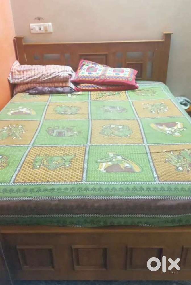 King Size teak wood cot and repose spring mattress