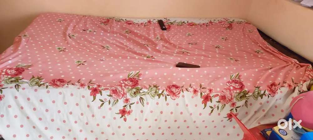 Metal cot with bed Queen size rarely used good condition