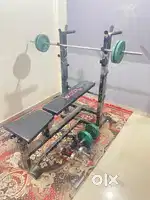 Bench, Dumbbell & Rods with metal Plates