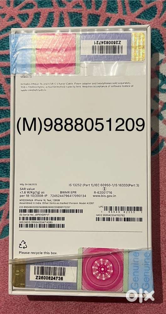 Iphone 16, 128 gb, Teal colour