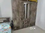 King size bed with mattress and 3 door wardrobe with mirror