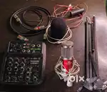 Recording setup, Mic, Audio Interface, Mixer, Bm 800 with All Cables