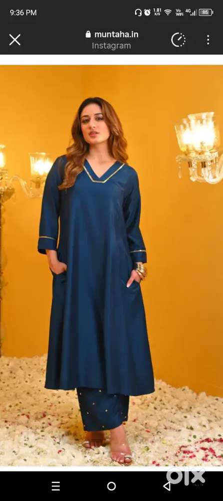Navy Blue Rayon Kurta Set with Sequin Work  Women’s Ethnic Wear