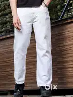 Men's white linen straight fit jean
