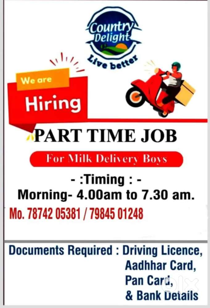 Dudh na packet delivery karvana chhe