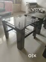 3 piece black toughened glass table set