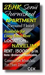 2BHK Semi furnished Apartment for Rent in Navelim- South Goa.