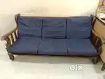 Wooden Sofa & 2 Sofa Chairs along with Cushions