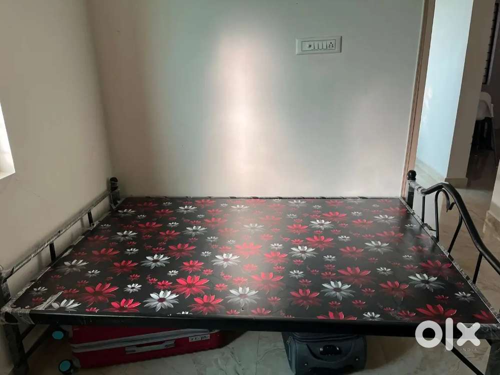 Iron cot with plywood sheet