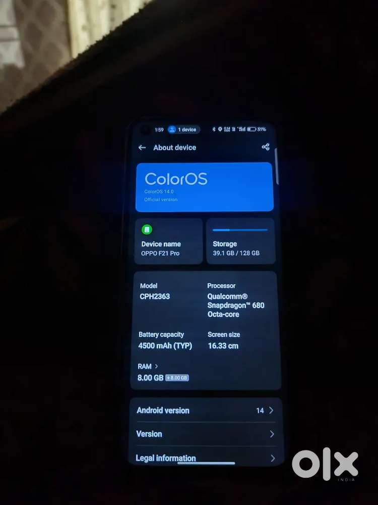 Urgent Sell oppo F21 Pro display Change Baki sab okh h