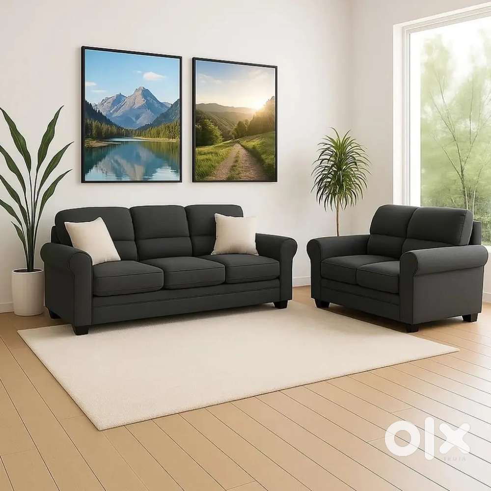 FURNY 5 Seater premium Fabric 3+2 sofa set in emi available